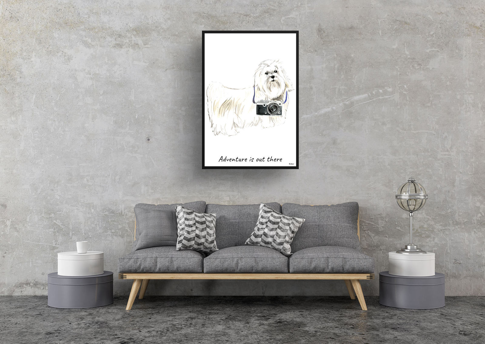 Adventure is out there Maltese dog print illustration. Framed & un-framed wall art 9 Adventure is out there Maltese dog print illustration. Framed & un-framed wall art - Image 7