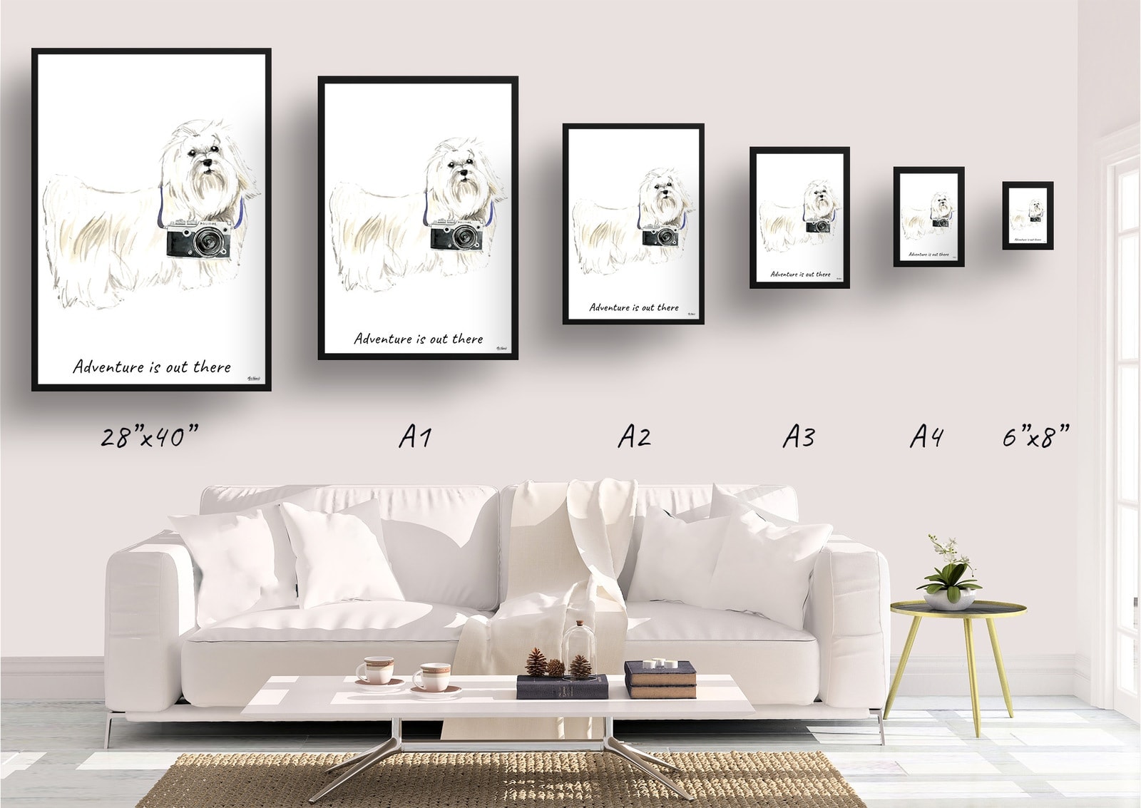 Adventure is out there Maltese dog print illustration. Framed & un-framed wall art 4 Adventure is out there Maltese dog print illustration. Framed & un-framed wall art - Image 2