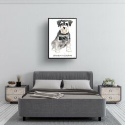 Adventure is out there Miniature Schnauzer dog print illustration. Framed & un-framed wall art 13 adventure is out there portrait print miniature schnauzer 28x40 bedroom