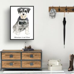 Adventure is out there Miniature Schnauzer dog print illustration. Framed & un-framed wall art 14 adventure is out there portrait print miniature schnauzer 28x40 hall