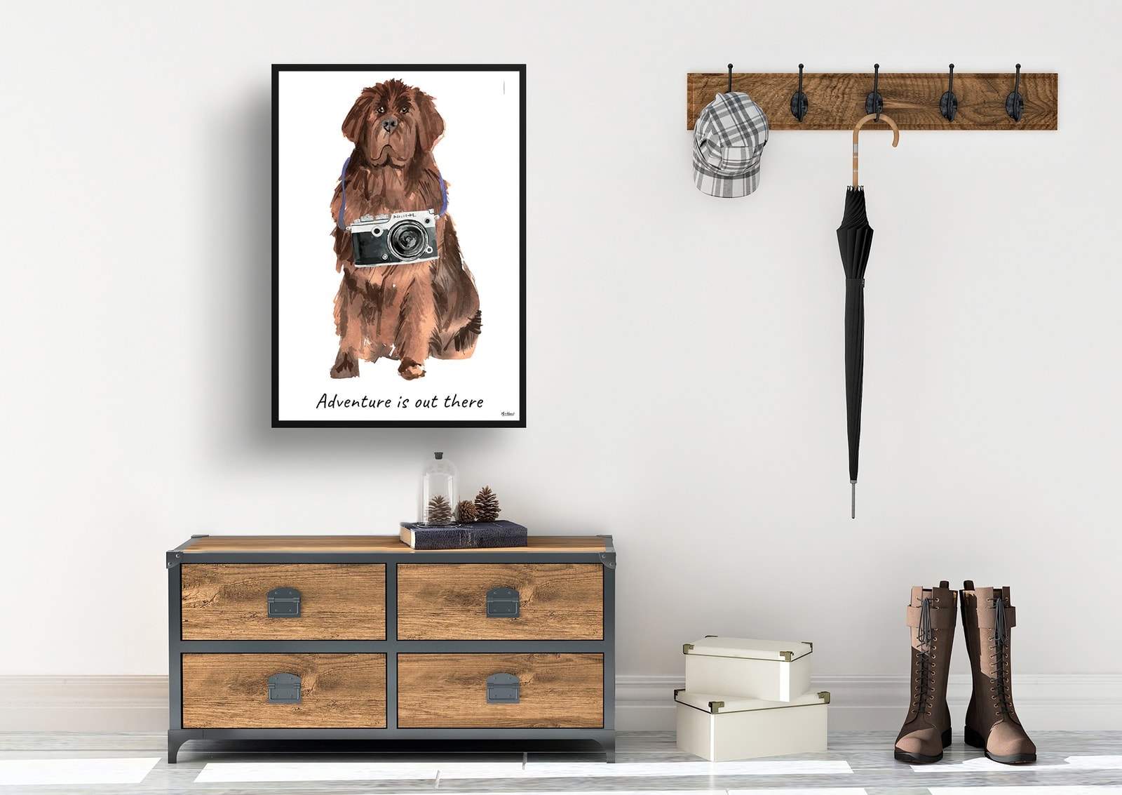 Adventure is out there Newfoundland dog print illustration. Framed & un-framed wall art 7 Adventure is out there Newfoundland dog print illustration. Framed & un-framed wall art - Image 5