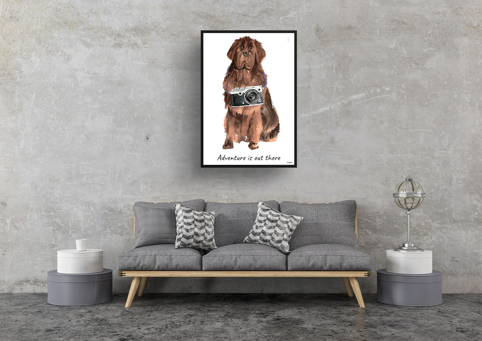 Adventure is out there Newfoundland dog print illustration. Framed & un-framed wall art 9 Adventure is out there Newfoundland dog print illustration. Framed & un-framed wall art - Image 7