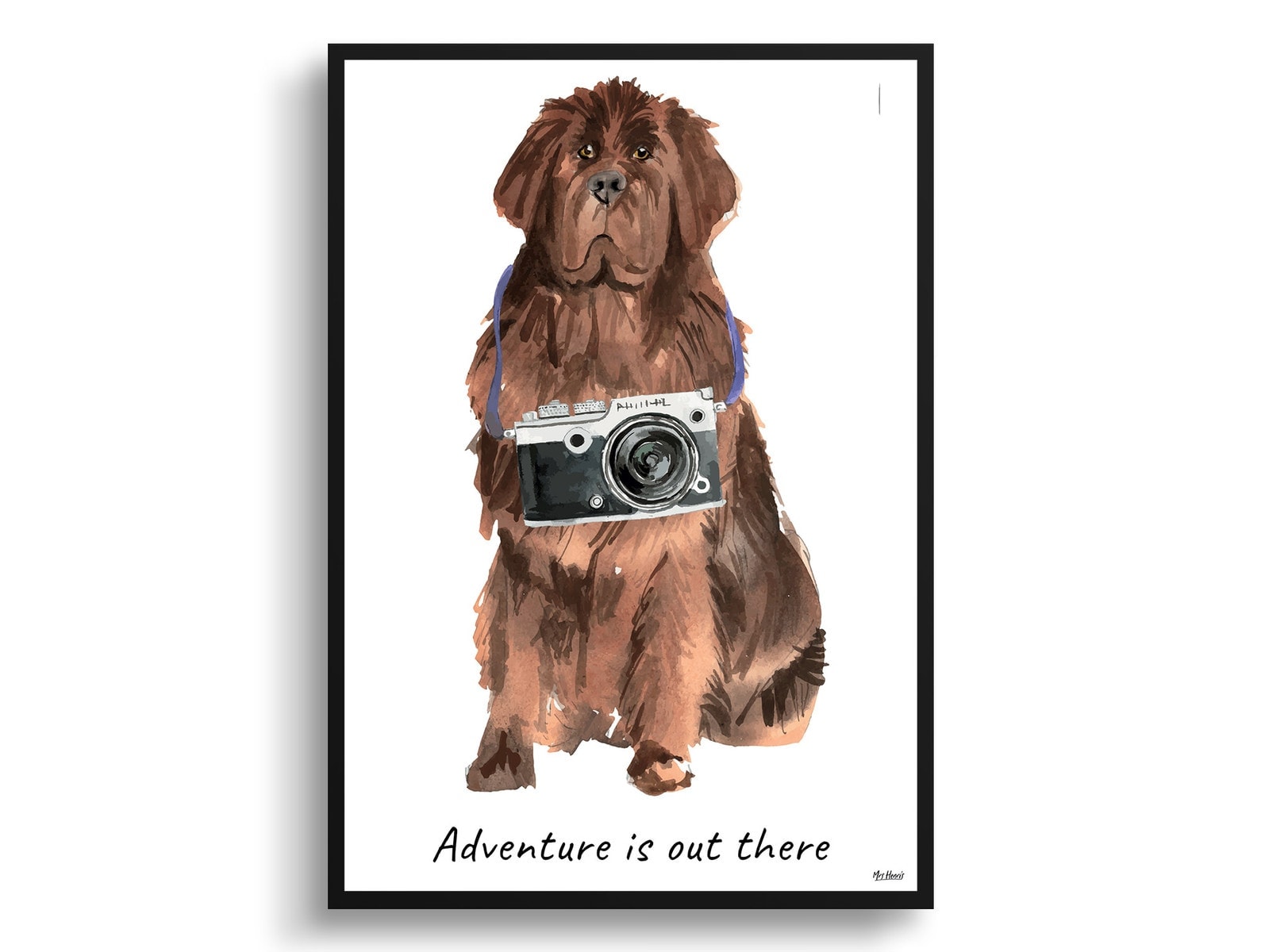 Adventure is out there Newfoundland dog print illustration. Framed & un-framed wall art 3 Adventure is out there Newfoundland dog print illustration. Framed & un-framed wall art