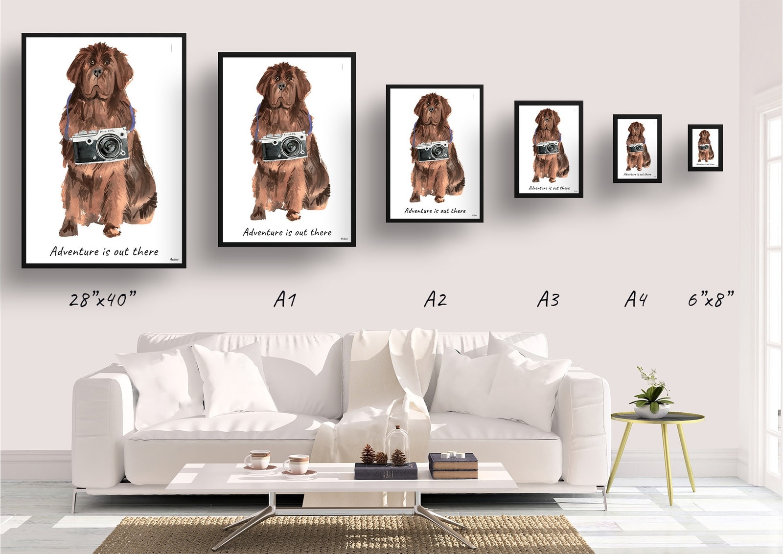 Adventure is out there Newfoundland dog print illustration. Framed & un-framed wall art 4 Adventure is out there Newfoundland dog print illustration. Framed & un-framed wall art - Image 2