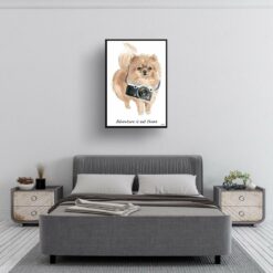 Adventure is out there Pomeranian dog print illustration. Framed & un-framed wall art 13 adventure is out there portrait print pomeranian 28x40 bedroom