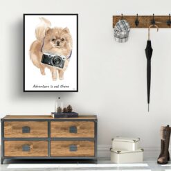 Adventure is out there Pomeranian dog print illustration. Framed & un-framed wall art 14 adventure is out there portrait print pomeranian 28x40 hall