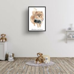 Adventure is out there Pomeranian dog print illustration. Framed & un-framed wall art 15 adventure is out there portrait print pomeranian 28x40 kids room