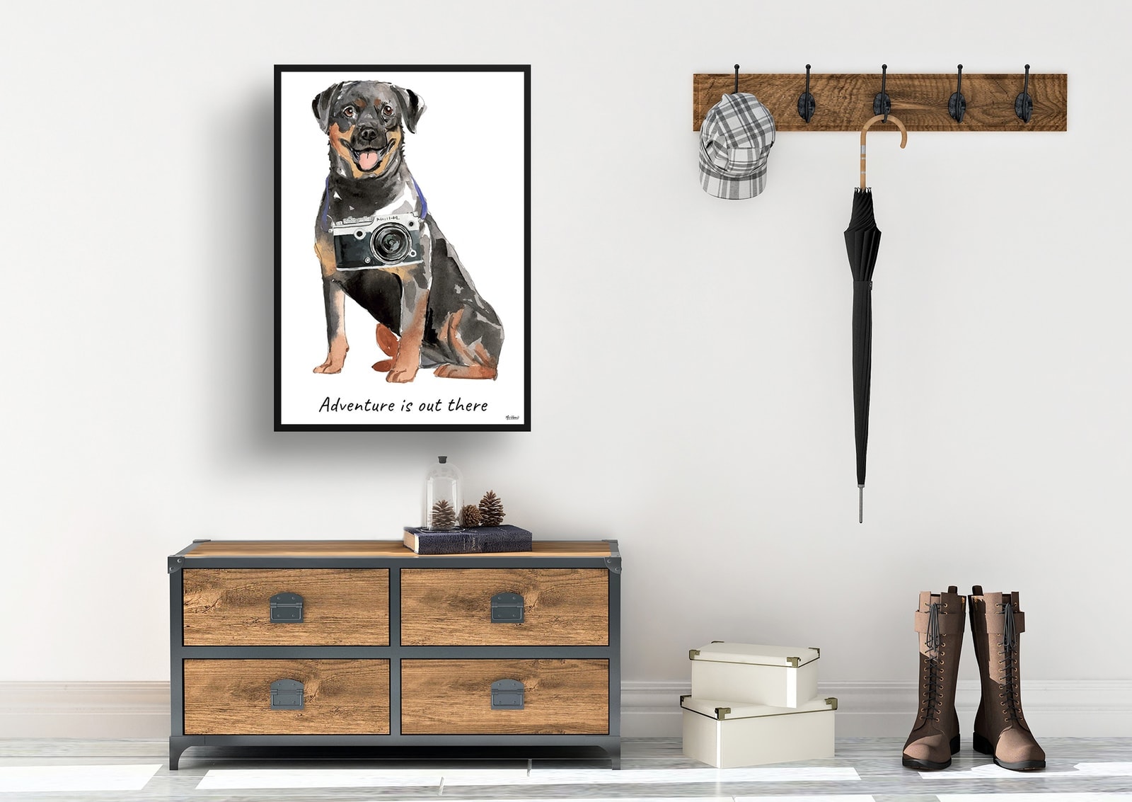 Adventure is out there Rottweiler dog print illustration. Framed & un-framed wall art 7 Adventure is out there Rottweiler dog print illustration. Framed & un-framed wall art - Image 5