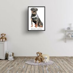 Adventure is out there Rottweiler dog print illustration. Framed & un-framed wall art 15 adventure is out there portrait print rottweiler 28x40 kids room