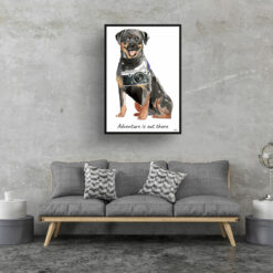 Adventure is out there Rottweiler dog print illustration. Framed & un-framed wall art 16 adventure is out there portrait print rottweiler 28x40 living room