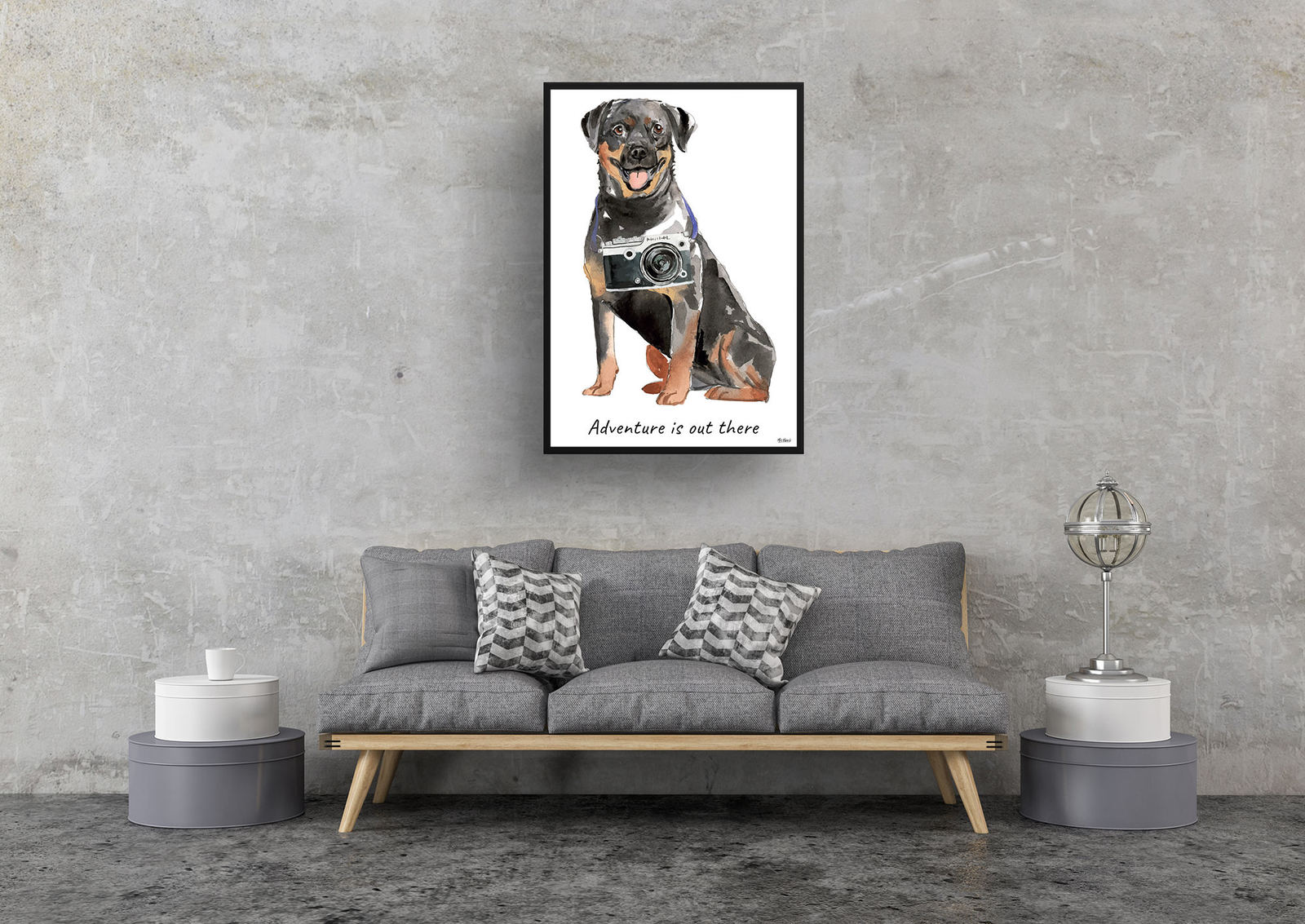 Adventure is out there Rottweiler dog print illustration. Framed & un-framed wall art 9 Adventure is out there Rottweiler dog print illustration. Framed & un-framed wall art - Image 7