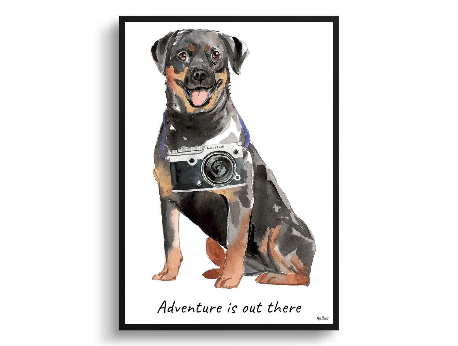 Adventure is out there Rottweiler dog print illustration. Framed & un-framed wall art 3 Adventure is out there Rottweiler dog print illustration. Framed & un-framed wall art