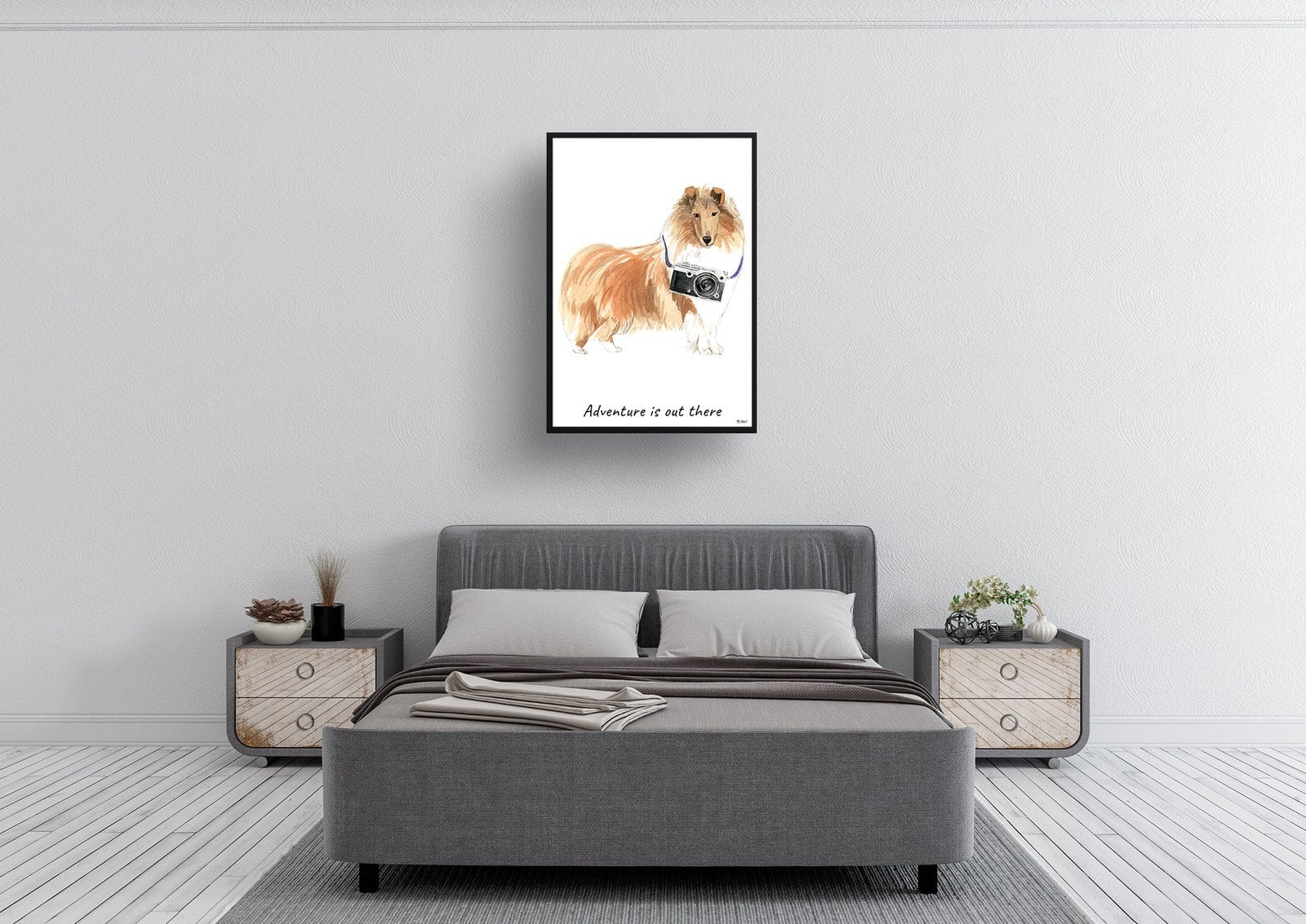 Adventure is out there Rough Collie dog print illustration. Framed & un-framed wall art 6 Adventure is out there Rough Collie dog print illustration. Framed & un-framed wall art - Image 4