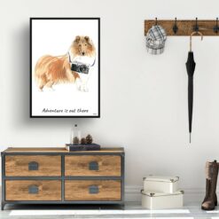 Adventure is out there Rough Collie dog print illustration. Framed & un-framed wall art 14 adventure is out there portrait print rough collie 28x40 hall