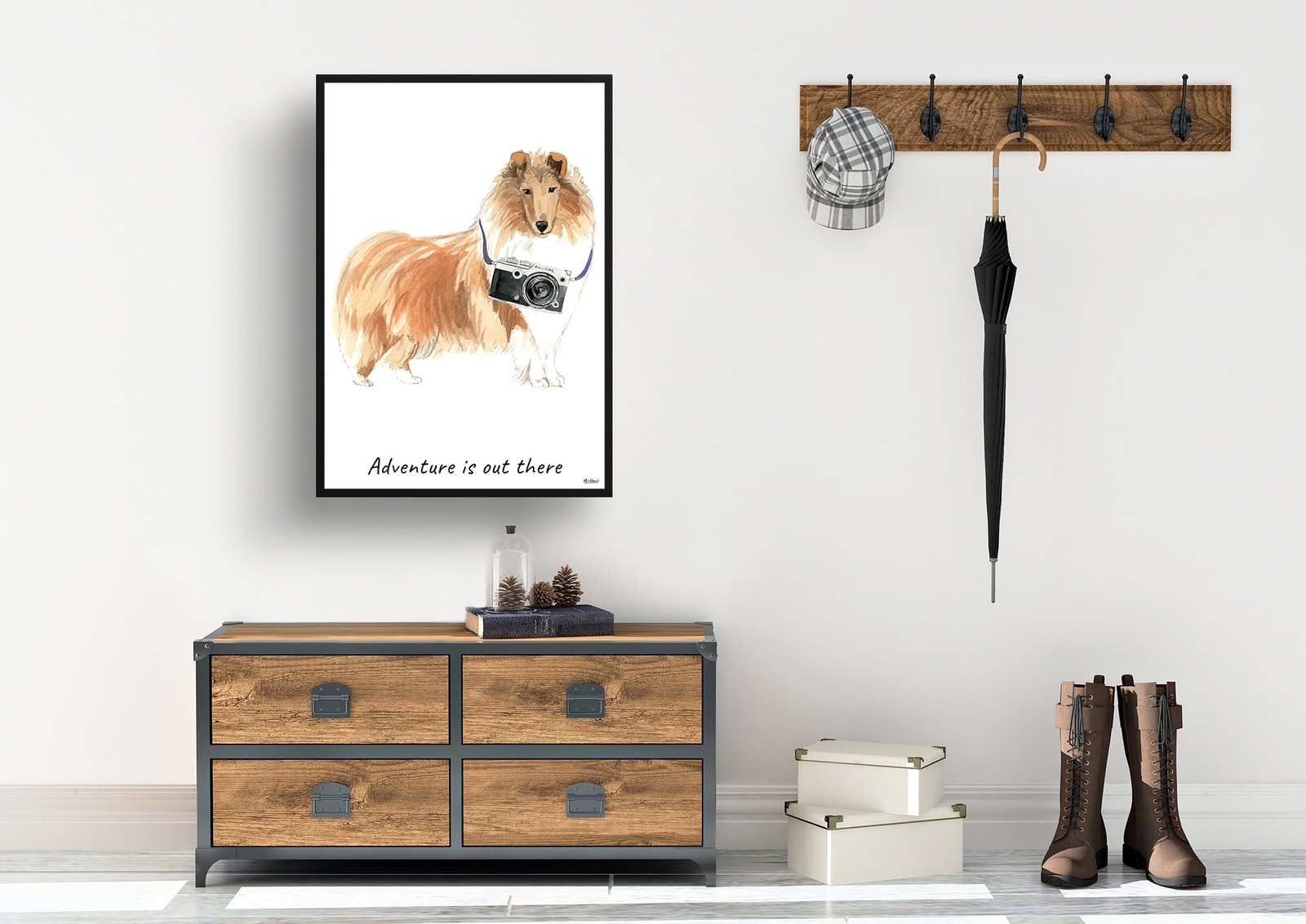 Adventure is out there Rough Collie dog print illustration. Framed & un-framed wall art 7 Adventure is out there Rough Collie dog print illustration. Framed & un-framed wall art - Image 5