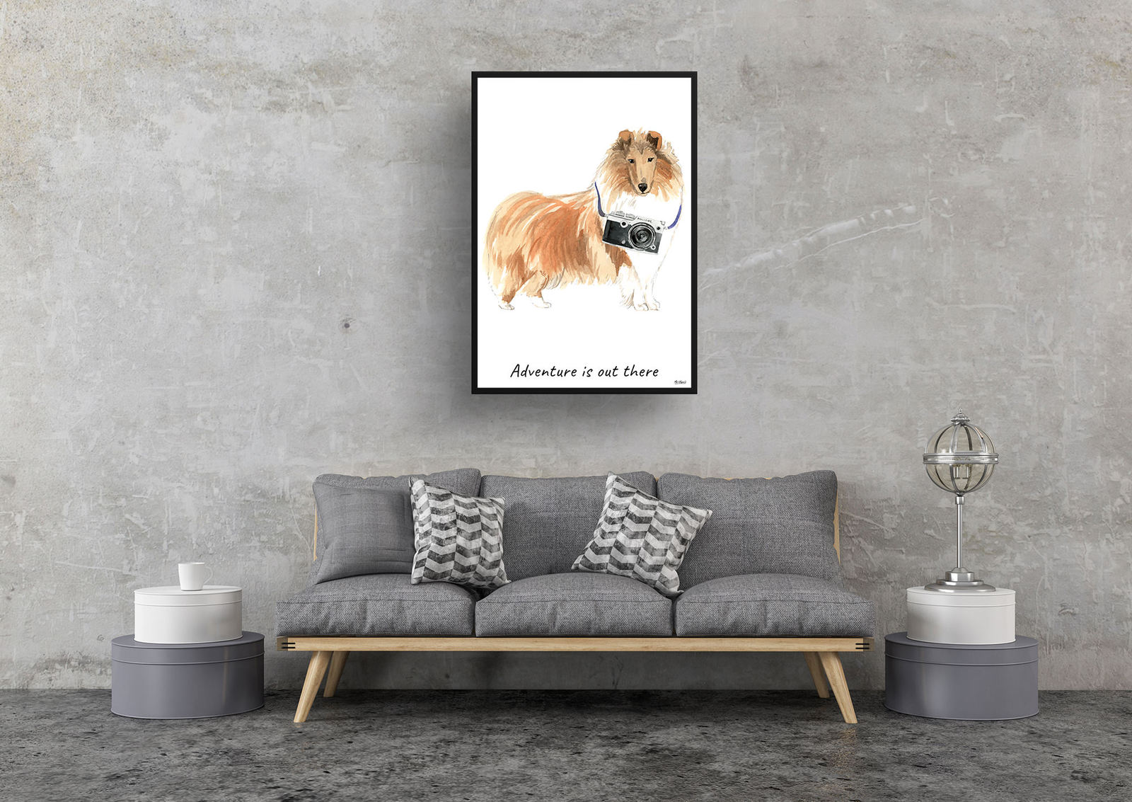 Adventure is out there Rough Collie dog print illustration. Framed & un-framed wall art 9 Adventure is out there Rough Collie dog print illustration. Framed & un-framed wall art - Image 7