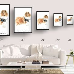 Adventure is out there Rough Collie dog print illustration. Framed & un-framed wall art 11 adventure is out there portrait print rough collie size comparison