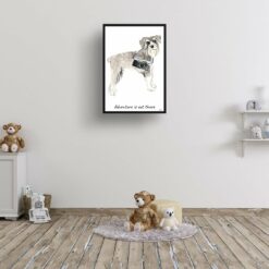 adventure is out there portrait print schnauzer 28x40 kids room