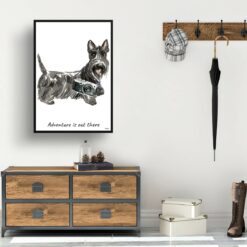 Adventure is out there Scottish Terrier dog print illustration. Framed & un-framed wall art 14 adventure is out there portrait print scottish terrier 28x40 hall