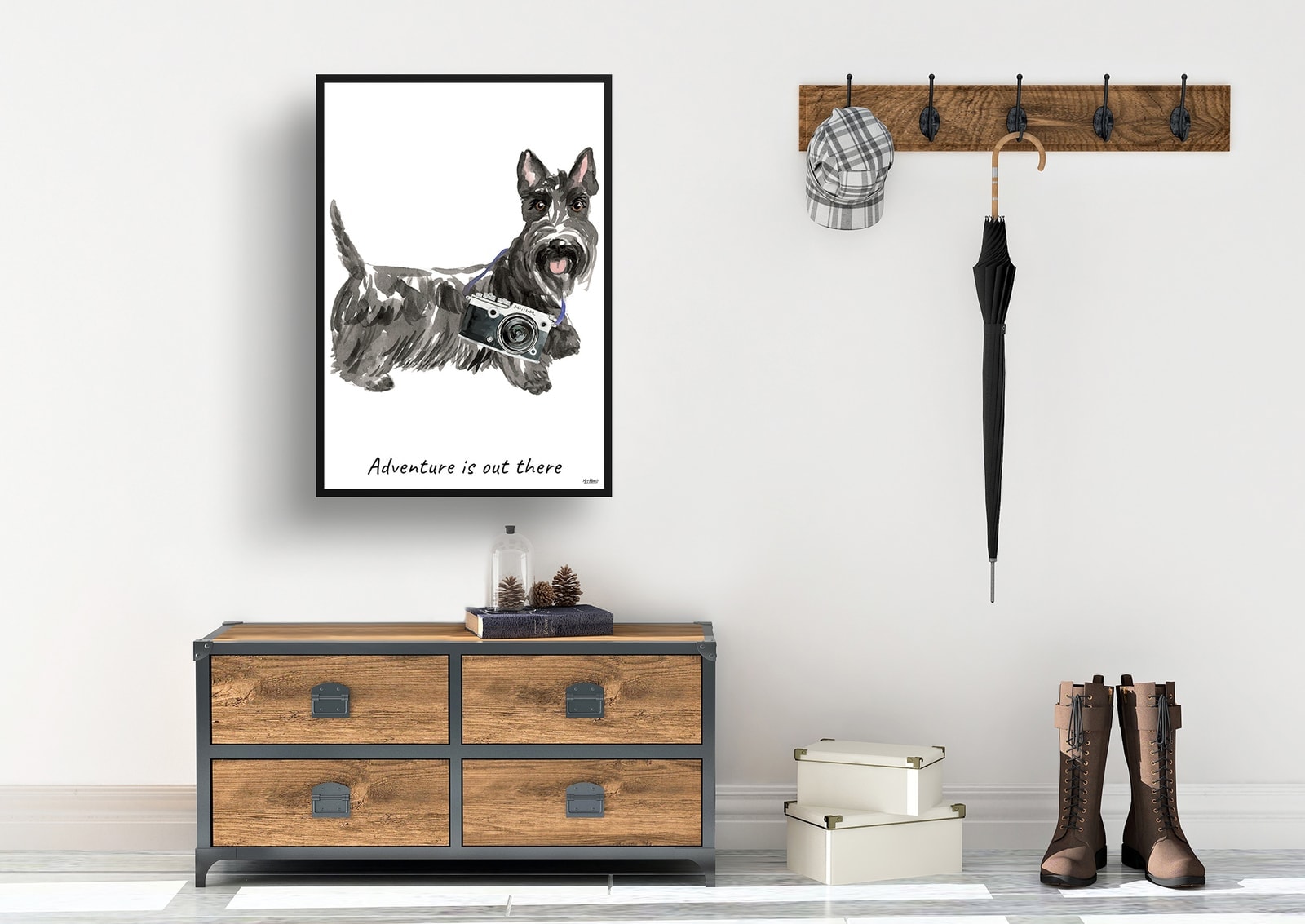Adventure is out there Scottish Terrier dog print illustration. Framed & un-framed wall art 7 Adventure is out there Scottish Terrier dog print illustration. Framed & un-framed wall art - Image 5