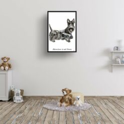 Adventure is out there Scottish Terrier dog print illustration. Framed & un-framed wall art 15 adventure is out there portrait print scottish terrier 28x40 kids room