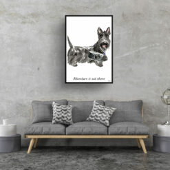 Adventure is out there Scottish Terrier dog print illustration. Framed & un-framed wall art 16 adventure is out there portrait print scottish terrier 28x40 living room