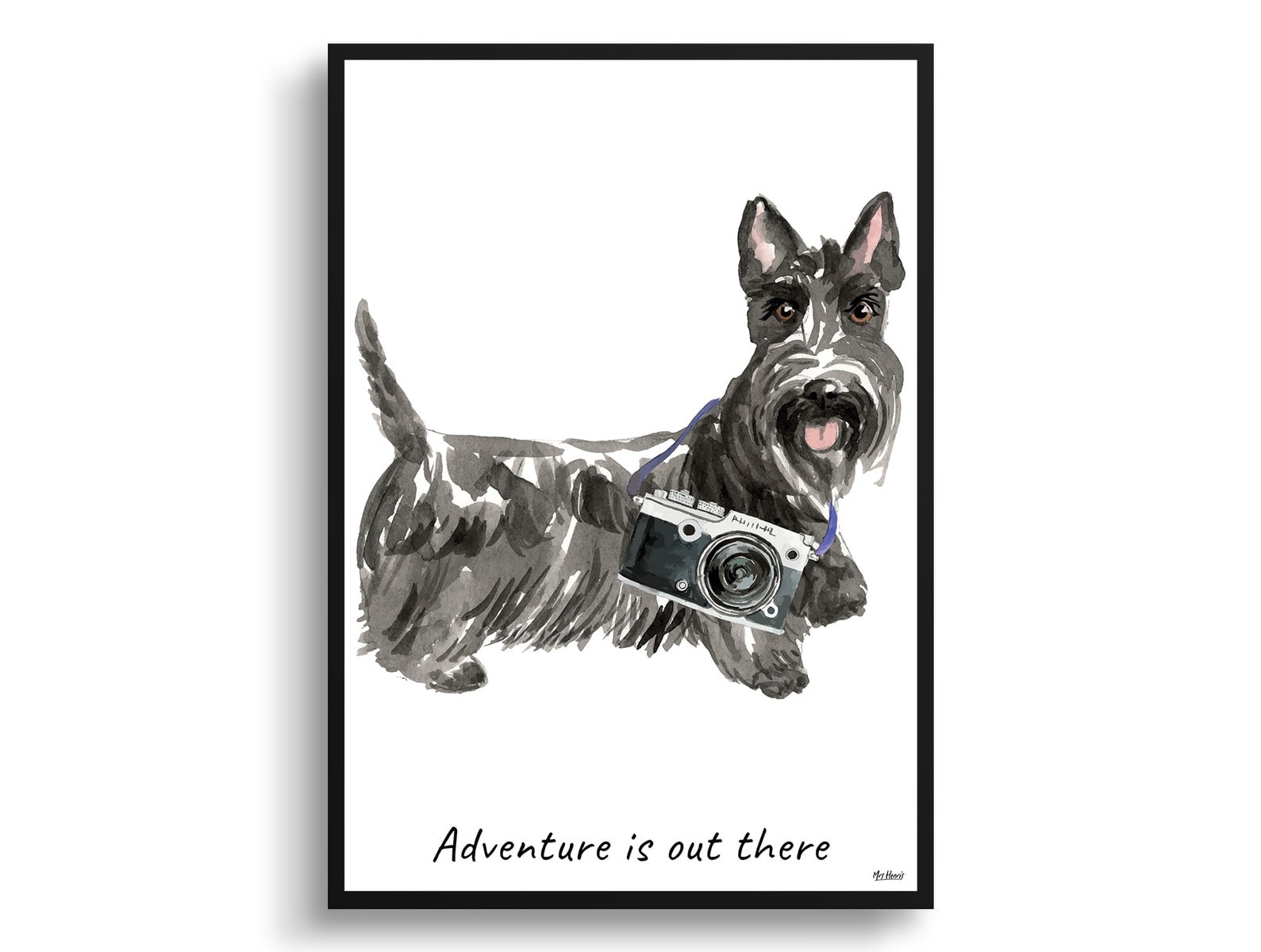 Adventure is out there Scottish Terrier dog print illustration. Framed & un-framed wall art 3 Adventure is out there Scottish Terrier dog print illustration. Framed & un-framed wall art