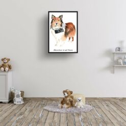 adventure is out there portrait print shetland sheepdog 28x40 kids room