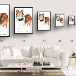 adventure is out there portrait print shetland sheepdog size comparison