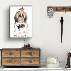 Adventure is out there Shih tzu Long hair dog print illustration. Framed & un-framed wall art 14 adventure is out there portrait print shih tzu long hair 28x40 hall