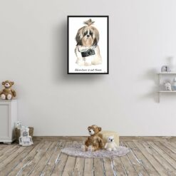 Adventure is out there Shih tzu Long hair dog print illustration. Framed & un-framed wall art 15 adventure is out there portrait print shih tzu long hair 28x40 kids room