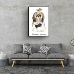 Adventure is out there Shih tzu Long hair dog print illustration. Framed & un-framed wall art 16 adventure is out there portrait print shih tzu long hair 28x40 living room