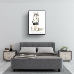 adventure is out there portrait print siberian husky 28x40 bedroom