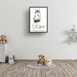adventure is out there portrait print siberian husky 28x40 kids room