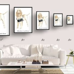Adventure is out there Spinone Italiano dog print illustration. Framed & un-framed wall art 11 adventure is out there portrait print spinone italiano size comparison