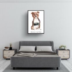 Adventure is out there Staffordshire Bull Terrier dog print illustration. Framed & un-framed wall art 13 adventure is out there portrait print staffordshire bull terrier 28x40 bedroom