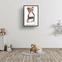 Adventure is out there Staffordshire Bull Terrier dog print illustration. Framed & un-framed wall art 15 adventure is out there portrait print staffordshire bull terrier 28x40 kids room