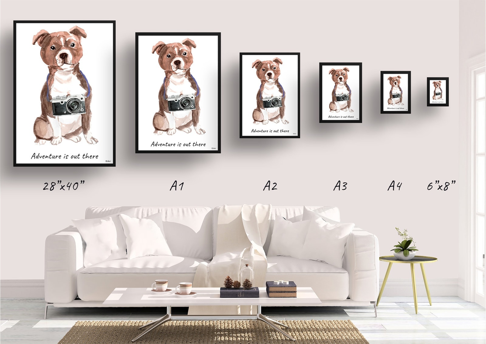 Adventure is out there Staffordshire Bull Terrier dog print illustration. Framed & un-framed wall art 4 Adventure is out there Staffordshire Bull Terrier dog print illustration. Framed & un-framed wall art - Image 2