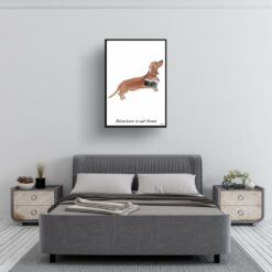 adventure is out there portrait print tan dachshund 28x40 bedroom