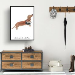 adventure is out there portrait print tan dachshund 28x40 hall