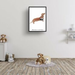 adventure is out there portrait print tan dachshund 28x40 kids room
