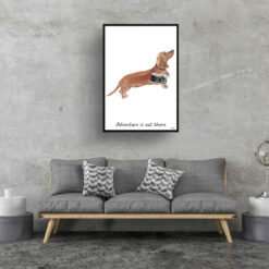 adventure is out there portrait print tan dachshund 28x40 living room