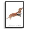 Adventure is out there Tan Dachshund dog print illustration. Framed & un-framed wall art 1 adventure is out there portrait print tan dachshund front view