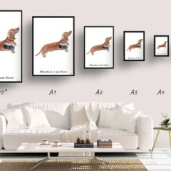 adventure is out there portrait print tan dachshund size comparison