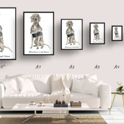 adventure is out there portrait print weimaraner size comparison