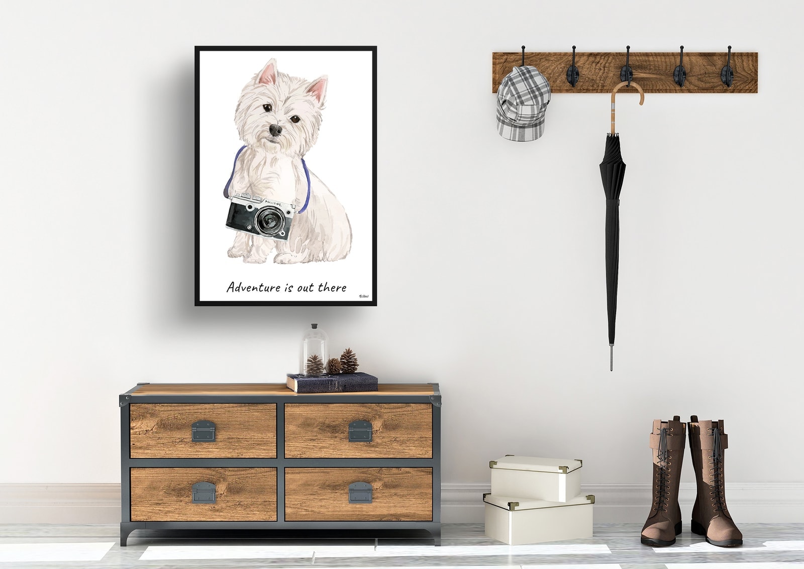 Adventure is out there Westie dog print illustration. Framed & un-framed wall art 7 Adventure is out there Westie dog print illustration. Framed & un-framed wall art - Image 5