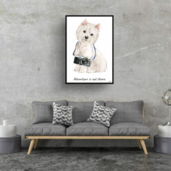 Adventure is out there Westie dog print illustration. Framed & un-framed wall art 16 adventure is out there portrait print westie 28x40 living room