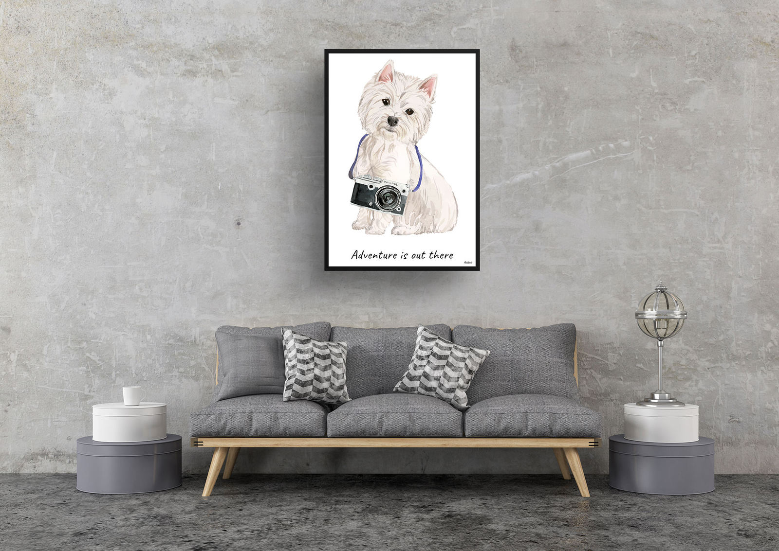 Adventure is out there Westie dog print illustration. Framed & un-framed wall art 9 Adventure is out there Westie dog print illustration. Framed & un-framed wall art - Image 7