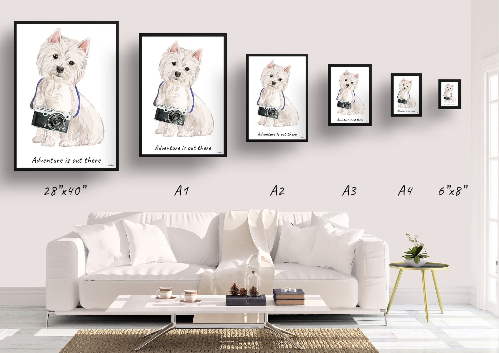 Adventure is out there Westie dog print illustration. Framed & un-framed wall art 4 Adventure is out there Westie dog print illustration. Framed & un-framed wall art - Image 2