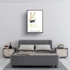 Adventure is out there White Collie dog print illustration. Framed & un-framed wall art 13 adventure is out there portrait print white collie 28x40 bedroom
